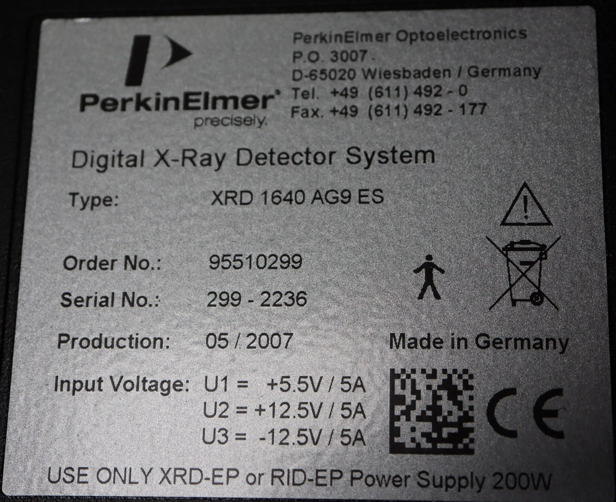PW 5287 Perkins Elmer Digital Xray Detector XRD 1640 AG9 ES