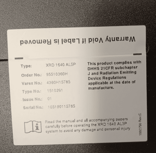 Elekta iView XRD 1640 AL5 P Panel