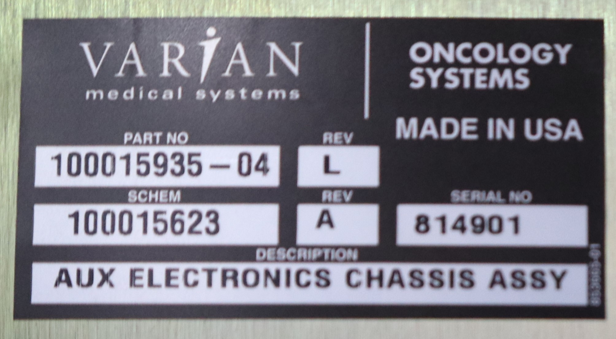 PW 5101 Varian Aux Elec Chasis Assy