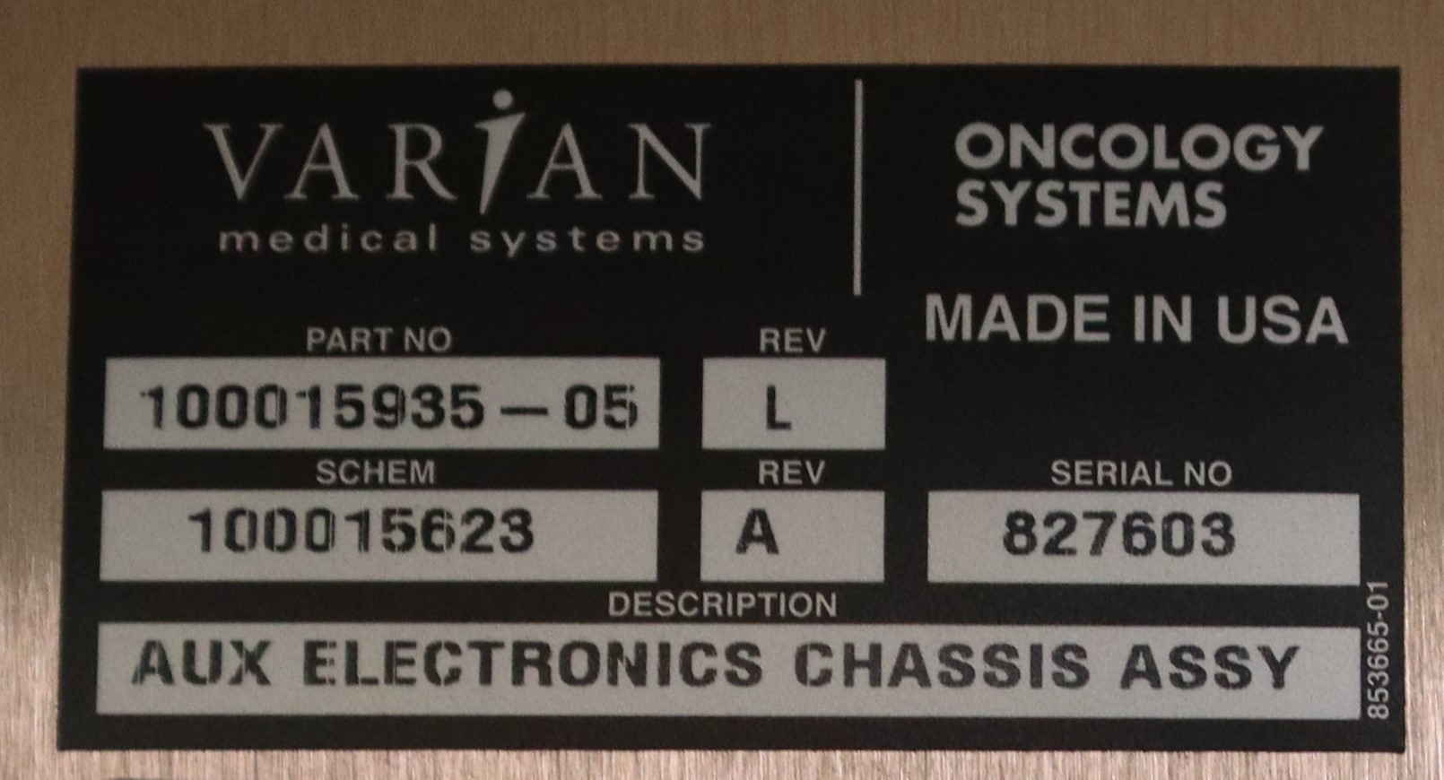 PW 5103 Varian Aux Elec chasis assy