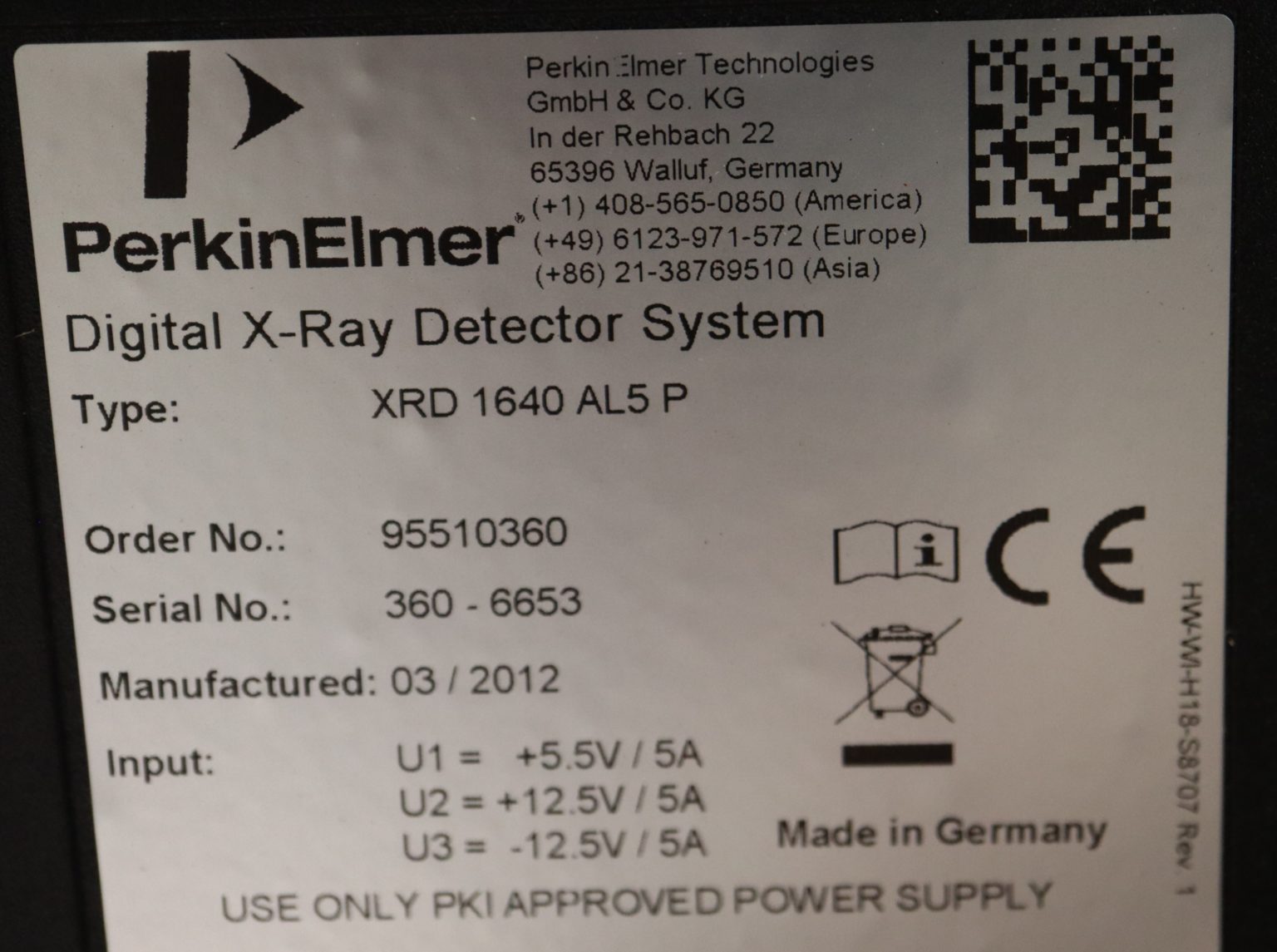 PerkinElmer Digital XRay Detector Radiology Oncology Systems